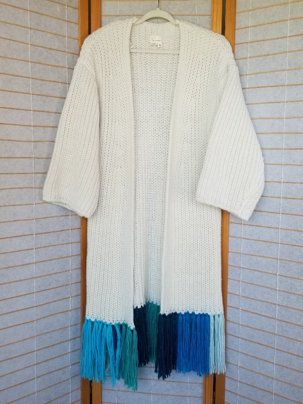 Anthropologie Multicolor Fringe Duster Cardigan Sweater One Size Chunky Kimono